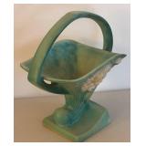 Lovely Vintage Roseville Peony Basket Vase