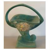 Lovely Vintage Roseville Peony Basket Vase