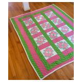 BR2 - Vintage Quilt - Floral Pink/Green Roses