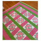 BR2 - Vintage Quilt - Floral Pink/Green Roses