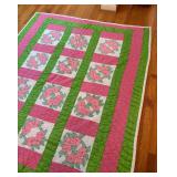 BR2 - Vintage Quilt - Floral Pink/Green Roses