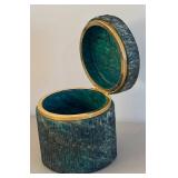 BR2 - Vintage Malachite Stone Jar with Brass Rim