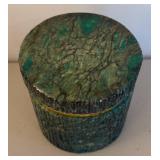 BR2 - Vintage Malachite Stone Jar with Brass Rim