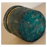 BR2 - Vintage Malachite Stone Jar with Brass Rim