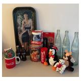 BR2 - Coca-Cola Collectibles: Vintage Tray, Glass Bottles, Mug, Plush Toys & More