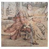 BR2 - Vintage Tapestry - Garden Scene With Figures