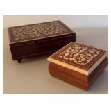 BR2 - Two Inlaid Wooded Trinket Boxes by Reuse and More