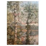 BR2 - Vintage Tapestry - Pastoral Rivers Scene with Fisherman in Boat