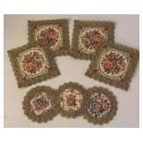 BR2 - Vintage Floral Doilies with Gold Lace Trim