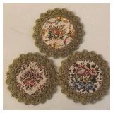 BR2 - Vintage Floral Doilies with Gold Lace Trim