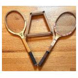 BR2 - Wilson Phoenix & Spalding Doris Hart Autograph Tennis Rackets with Wooden Press