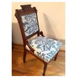 BR2 - Antique Victorian Eastlake Parlor Chair -  Damask Upholstery