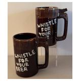 BR2 - Two Vintage Beer Steins with Whistles