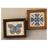 BR2 - Norwegian Hardanger Linen and Needlepoint Framed Art