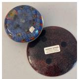 BR2 - Annemarie Davidson Peacock Enamel Plate & Paperweight