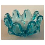 BR2 - Vintage Mid-Century Modern Blue Swung Glass Finger Bowl