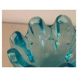 BR2 - Vintage Mid-Century Modern Blue Swung Glass Finger Bowl