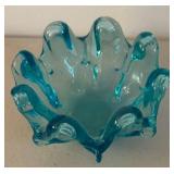 BR2 - Vintage Mid-Century Modern Blue Swung Glass Finger Bowl