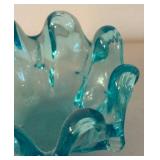 BR2 - Vintage Mid-Century Modern Blue Swung Glass Finger Bowl