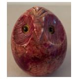 BR2 - Two Owl Figurines - Ceramic & Marble