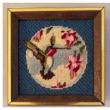 BR2 - Pair of Bird Motif Needlepoint Frames - Vintage Wall Decor