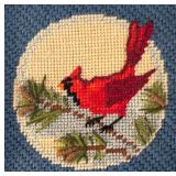 BR2 - Pair of Bird Motif Needlepoint Frames - Vintage Wall Decor