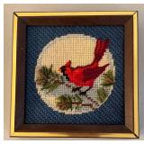 BR2 - Pair of Bird Motif Needlepoint Frames - Vintage Wall Decor