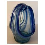 BR2 - Petite Blue Gradient Art Glass Basket