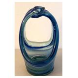 BR2 - Petite Blue Gradient Art Glass Basket