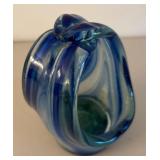 BR2 - Petite Blue Gradient Art Glass Basket