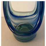 BR2 - Petite Blue Gradient Art Glass Basket