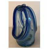 BR2 - Petite Blue Gradient Art Glass Basket