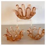 BR2 - Set of Three Pretty Pink Pinched Dishes