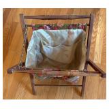 BR1 - Vintage Sewing Caddy - Wooden Frame with Floral Fabric Bag