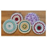 BR2 - Five Vintage Crocheted Doily Decor with Lovely Colorways
