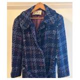 BR1 - Vintage Richard Barr of England Navy Tweed Coat