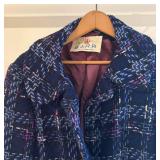 BR1 - Vintage Richard Barr of England Navy Tweed Coat
