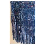 BR1 - New Fringed Benefits Shawl - Handwoven Blue Fringe by Bob Gibson & Jon Fivecoat