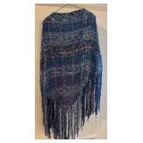 BR1 - New Fringed Benefits Shawl - Handwoven Blue Fringe by Bob Gibson & Jon Fivecoat