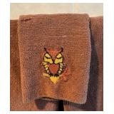 BR2 - Owl Embroidered Vintage Brown Bath Towel Set - Towel, Hand Towel & Washcloth