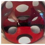 BR2 - Ruby Red Glass Paperweight with Cut to Clear Polka Dots