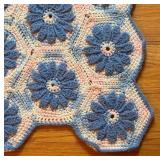 BR2 - Petite Vintage Crochet Afghan with Hex Flower Pattern