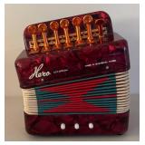 BR2 - Hero Accordion - Vintage Red Marbled Case Button Accordion