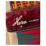 BR2 - Hero Accordion - Vintage Red Marbled Case Button Accordion
