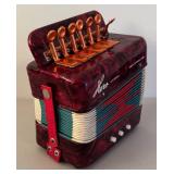 BR2 - Hero Accordion - Vintage Red Marbled Case Button Accordion