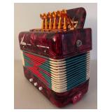 BR2 - Hero Accordion - Vintage Red Marbled Case Button Accordion