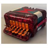 BR2 - Hero Accordion - Vintage Red Marbled Case Button Accordion