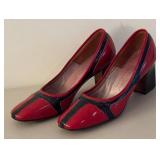 BR2 - Andrew Geller Vintage Two-Tone Red & Black Leather Heels - Size 7 1/2