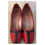 BR2 - Andrew Geller Vintage Two-Tone Red & Black Leather Heels - Size 7 1/2