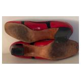 BR2 - Andrew Geller Vintage Two-Tone Red & Black Leather Heels - Size 7 1/2